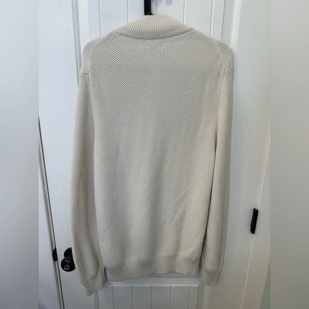 J.Crew Factory Men's L Cotton Honeycomb Knit Half-Zip Sweater NWT Flawed